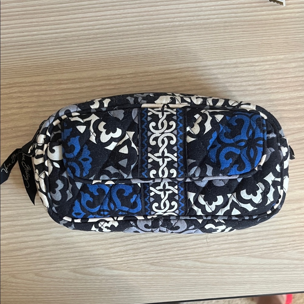 Vera Bradley Blue and Black Patterned Cosmetic Bag